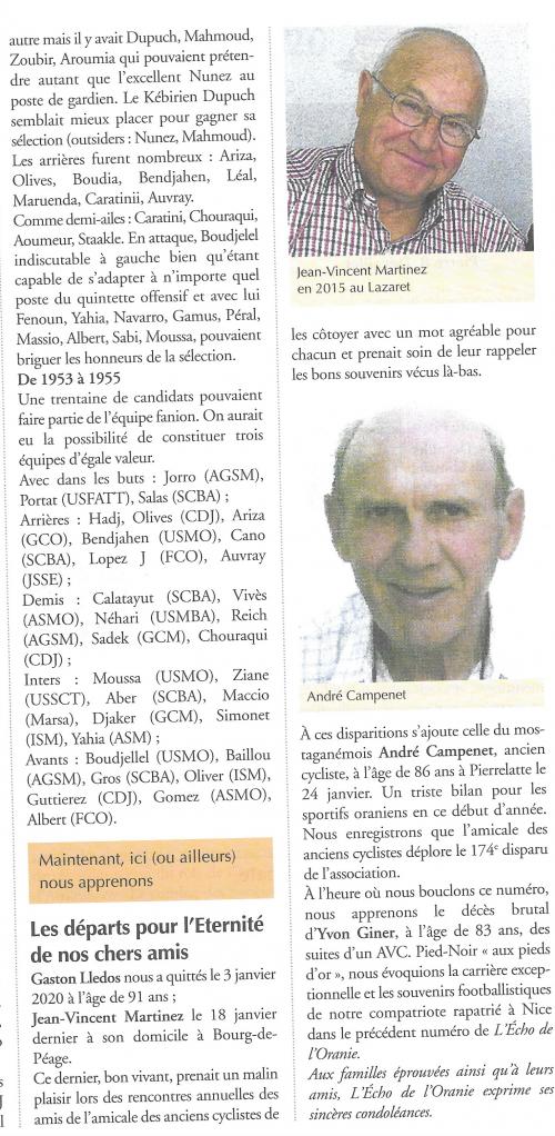 Décès Jean Vincent MARTINEZ