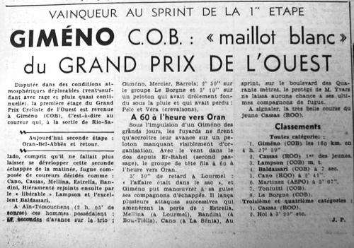 ECHO D'ORAN - Le Cyclisme