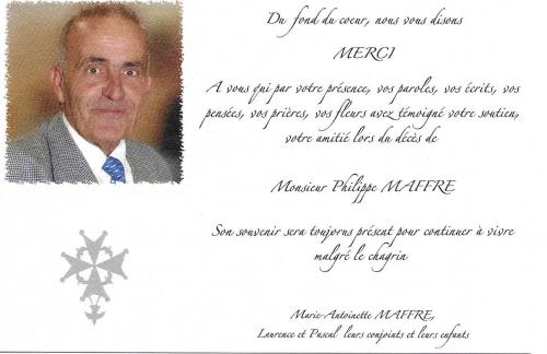 Décès Philippe MAFFRE, époux de Rinette VEILHON