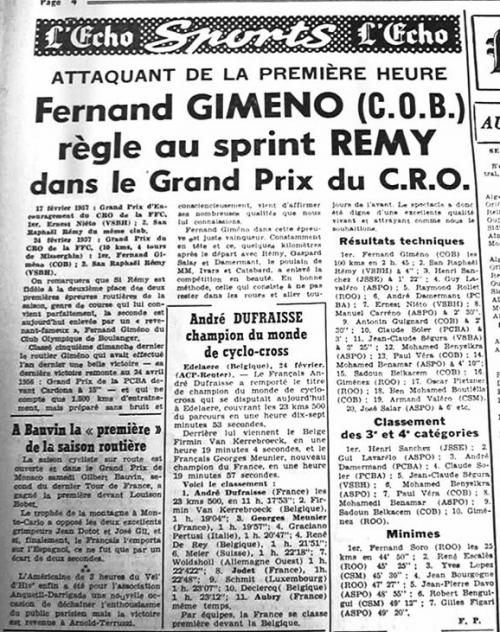 ECHO D'ORAN - Le Cyclisme