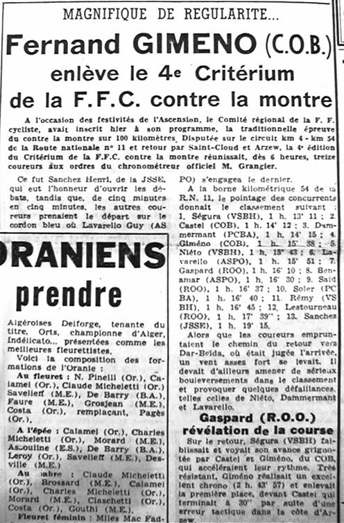 ECHO D'ORAN - Le Cyclisme